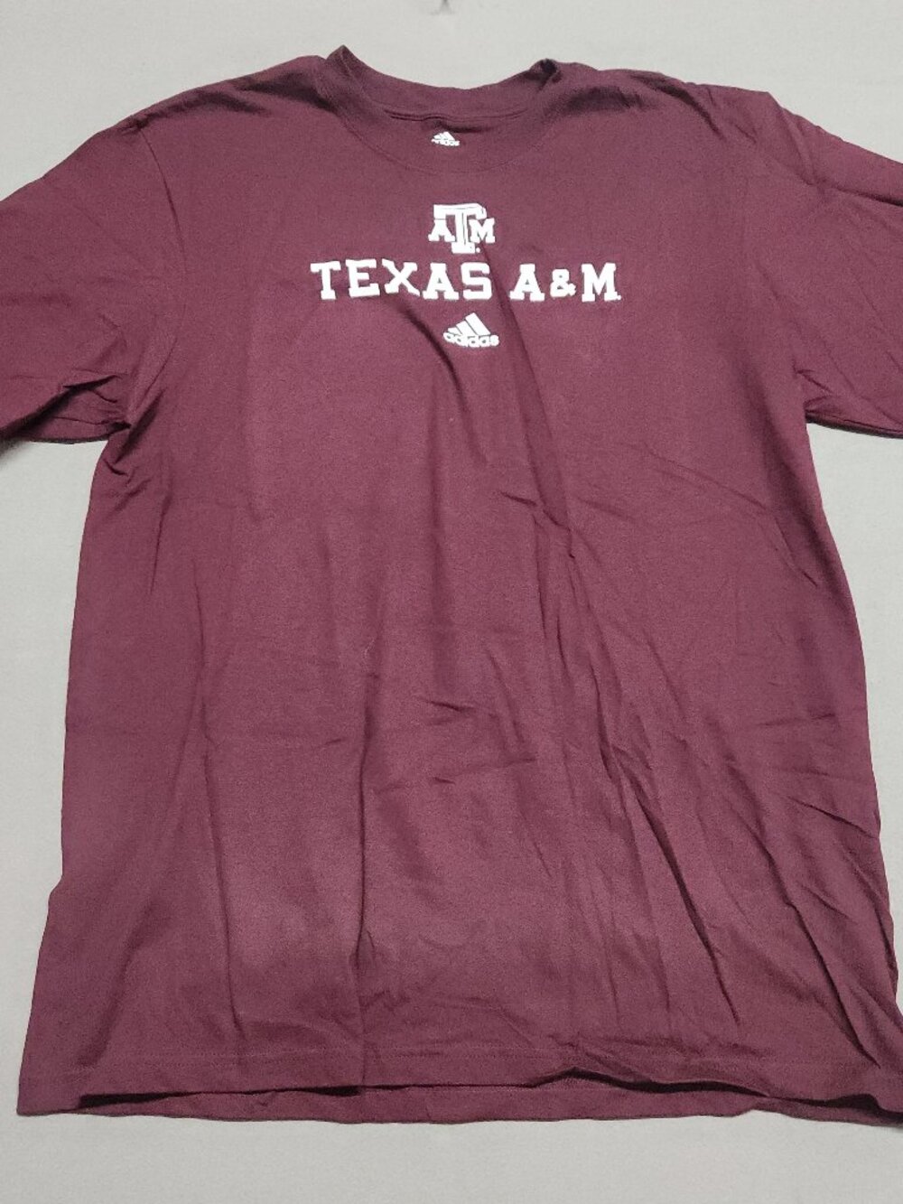 Adidas Texas A&M T Shirt Adult XL 100% Cotton Officially Licensed Maroon 134